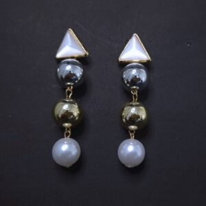 Triglam Geometric Pearl Fusion Earrings - Image 1