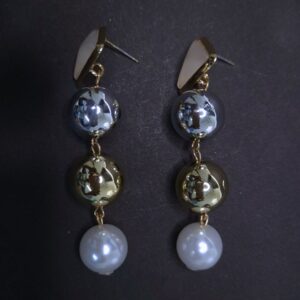 LuxeSphere Metallic Pearl Drop Earrings - Image 1