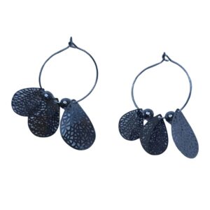 Midnight Mirage Cutout Drop Hoop Earrings - Image 1