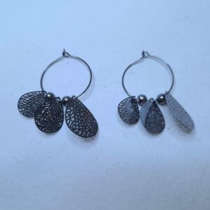 Midnight Mirage Cutout Drop Hoop Earrings - Image 2