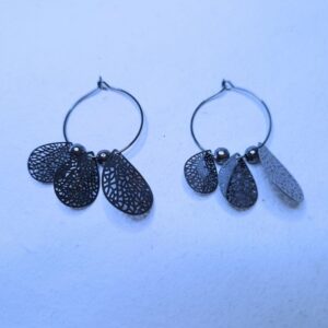 Midnight Mirage Cutout Drop Hoop Earrings - Image 3