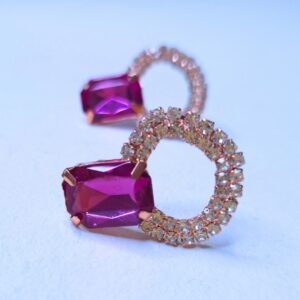 Rosé Radiance Crystal Hoop Earrings - Image 2