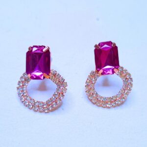 Rosé Radiance Crystal Hoop Earrings - Image 1