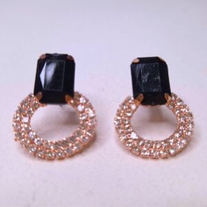 Noir Luxe Sparkle Hoop Earrings - Image 3