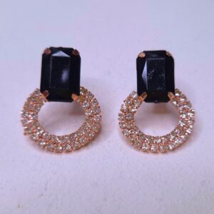 Noir Luxe Sparkle Hoop Earrings - Image 2