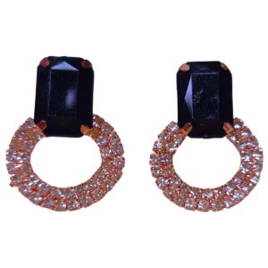 Noir Luxe Sparkle Hoop Earrings - Image 1