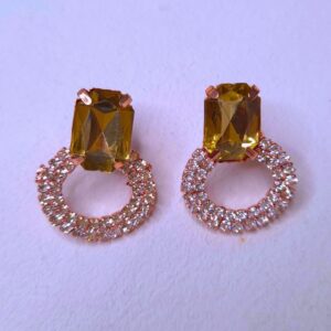 Citrine Glow Crystal Circle Earrings - Image 2