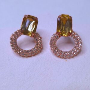 Citrine Glow Crystal Circle Earrings - Image 1