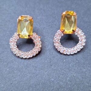 Golden Citrine Radiance Stud Hoops - Image 1