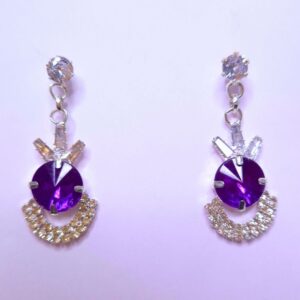 Royal Amethyst Halo Drop Earrings - Image 4