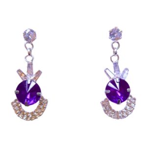 Royal Amethyst Halo Drop Earrings - Image 1