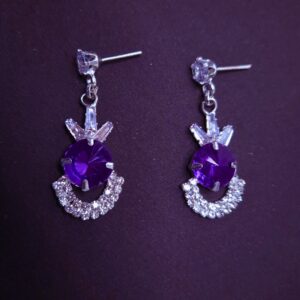 Royal Amethyst Halo Drop Earrings - Image 3
