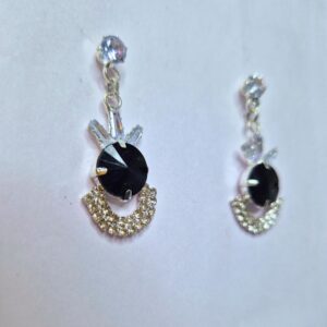 Midnight Halo Crystal Drop Earrings - Image 2