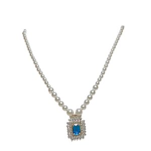 Sapphire Glow Pearl Necklace Set - Image 3