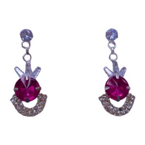 Ruby Radiance Crown Drop Earrings - Image 1