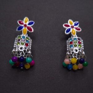 Rainbow Blossom Jhumka Earrings - Image 2