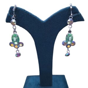 Aurora Sparkle Emerald Crystal Drop Earrings - Image 1
