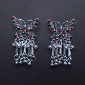 Flutter Charm Oxidised Butterfly Earrings - Image 2