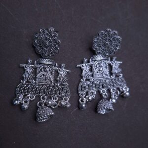 Vintage Royal Temple Silver Earrings - Image 1