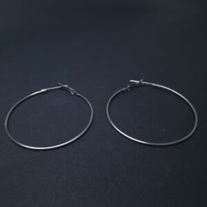 Ultra Sleek Silver Hoop Earrings - Image 2