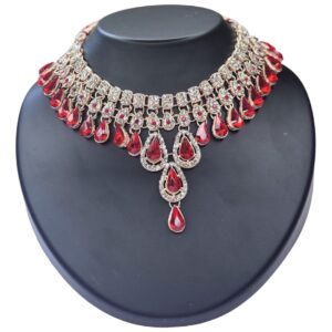 Imperial Scarlet Queen Bridal Necklace Set - Image 2