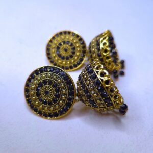 Meera Antique Black Beaded Jhumka Earrings - Image 2