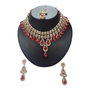 Imperial Scarlet Queen Bridal Necklace Set - Image 4