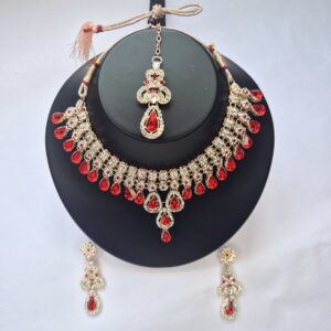Imperial Scarlet Queen Bridal Necklace Set - Image 1