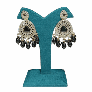 Elegant Black Stone Chandbali Earrings - Image 1
