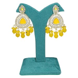 Golden Marigold Sparkle Chandbali Earrings - Image 1