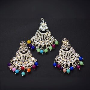 Royal Prism Kundan Chandbali Earrings - Image 2