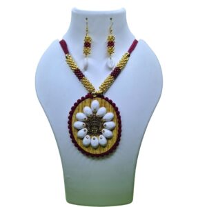 Divine Blossom Red Heritage Necklace Set - Image 3