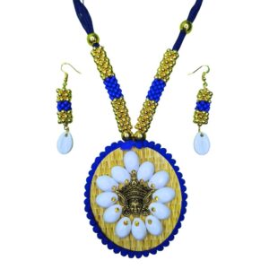 Blue Aura Divine Floral Necklace Set - Image 1