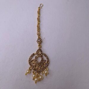 Aira Champagne Pearl Drop Maang Tikli - Image 2