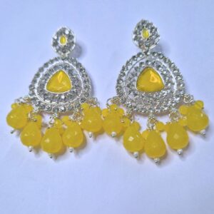 Golden Marigold Sparkle Chandbali Earrings - Image 3