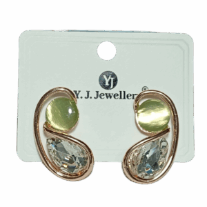 Elegant Duo-Tone Teardrop Stud Earrings - Image 1