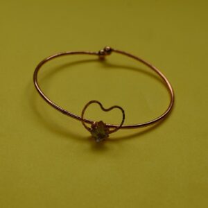 Elegant Heart Charm Adjustable Bangle - Image 2