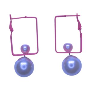 Modern Pearl Drop Hoop Earrings - Image 4