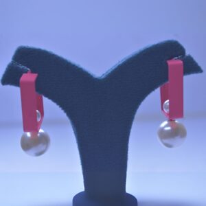 Modern Pearl Drop Hoop Earrings - Image 1