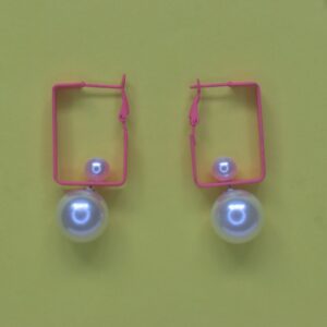 Modern Pearl Drop Hoop Earrings - Image 3