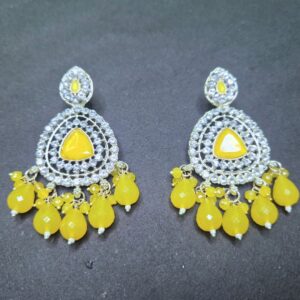 Golden Marigold Sparkle Chandbali Earrings - Image 2