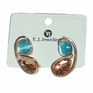Elegant Dual-Tone Crystal Stud Earrings - Image 1