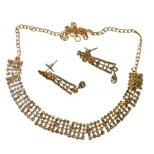 Golden Gleam Crystal Mesh Necklace Set - Image 1