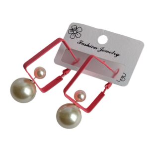 Coral Pearl Frame Earrings - Image 2
