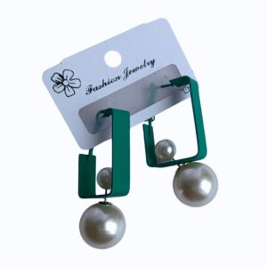 Emerald Grace Pearl Drop Earrings - Image 1