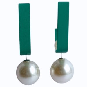 Emerald Grace Pearl Drop Earrings - Image 2