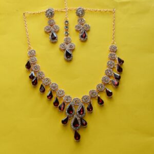 Royal Crimson Drop Necklace Set - Image 2