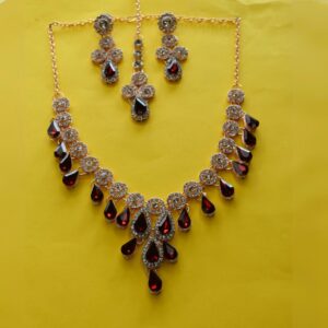 Royal Crimson Drop Necklace Set - Image 3