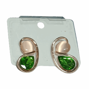 Elegant Green Teardrop Duo Earrings - Image 1
