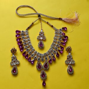 Royal Crimson Drop Necklace Set - Image 4